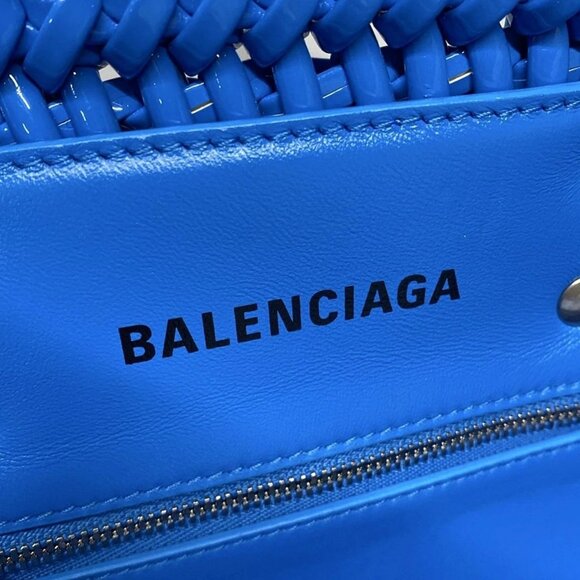 Auth BALENCIAGA Bistro XS Basket 671342 Blue Polyurethane Polyester Cotton - Picture 12 of 16